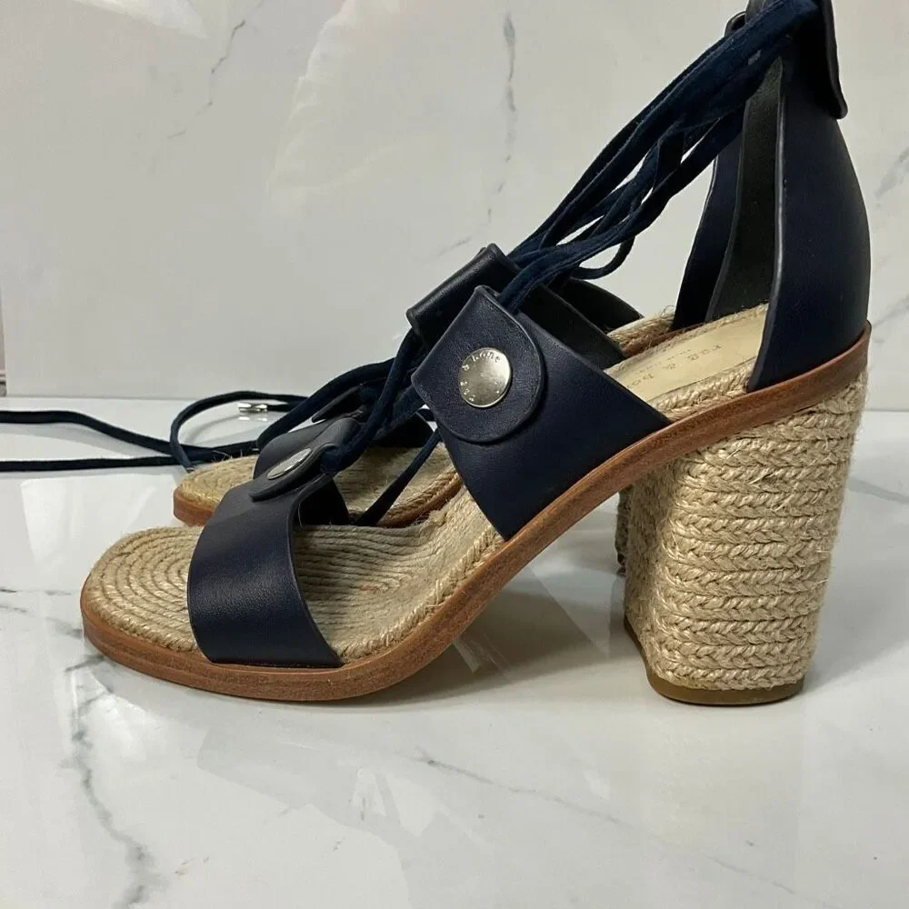 RAG & BONE Eden Block Heel Espadrille Ankle Wrap Sandals